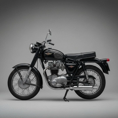 Polished vintage motorcycle in a bright studio setting