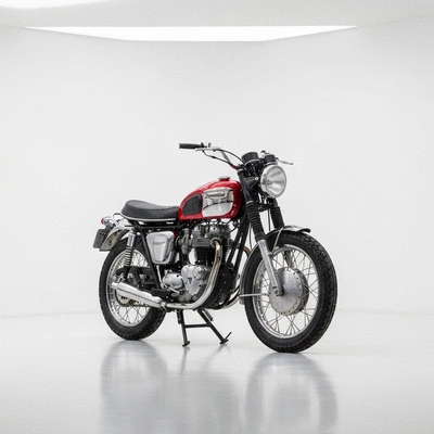 Rare limited edition vintage motorcycle in a clean studio setting