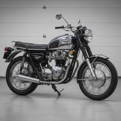 Pristine vintage motorcycle in a clean garage setting